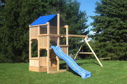 Multi-Level Wooden Swing Set