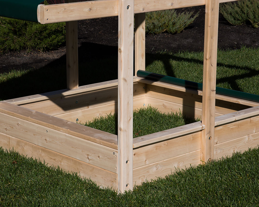 Cedar Sandbox with Sun Shade and Sand Cover