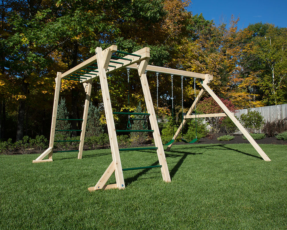 Monkey bars and swing set.