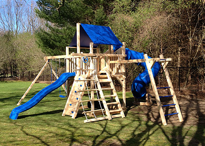 Bailey Climber with rockwall and monkey bars in Weston, MA.