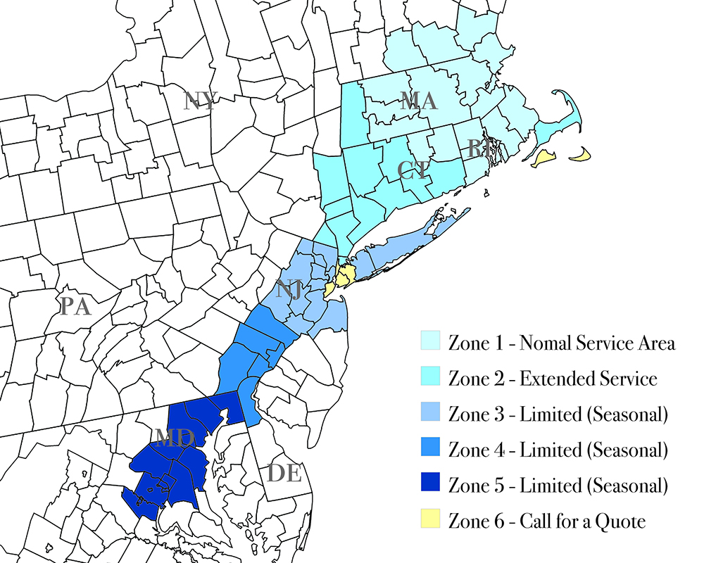 Swing set installation service map.