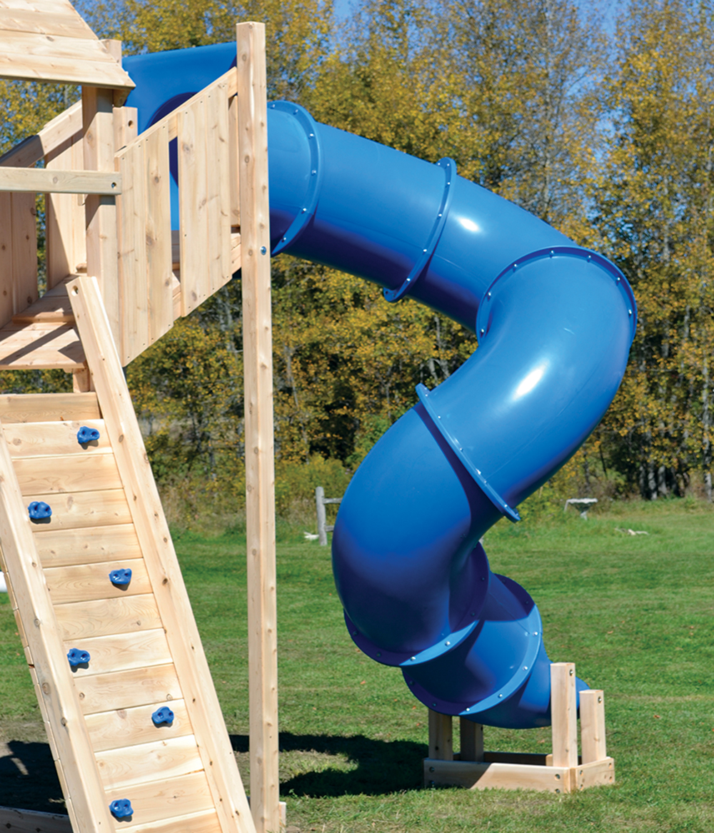 8 foot deck height 360 degree tube slide for wooden swing sets or playsets.