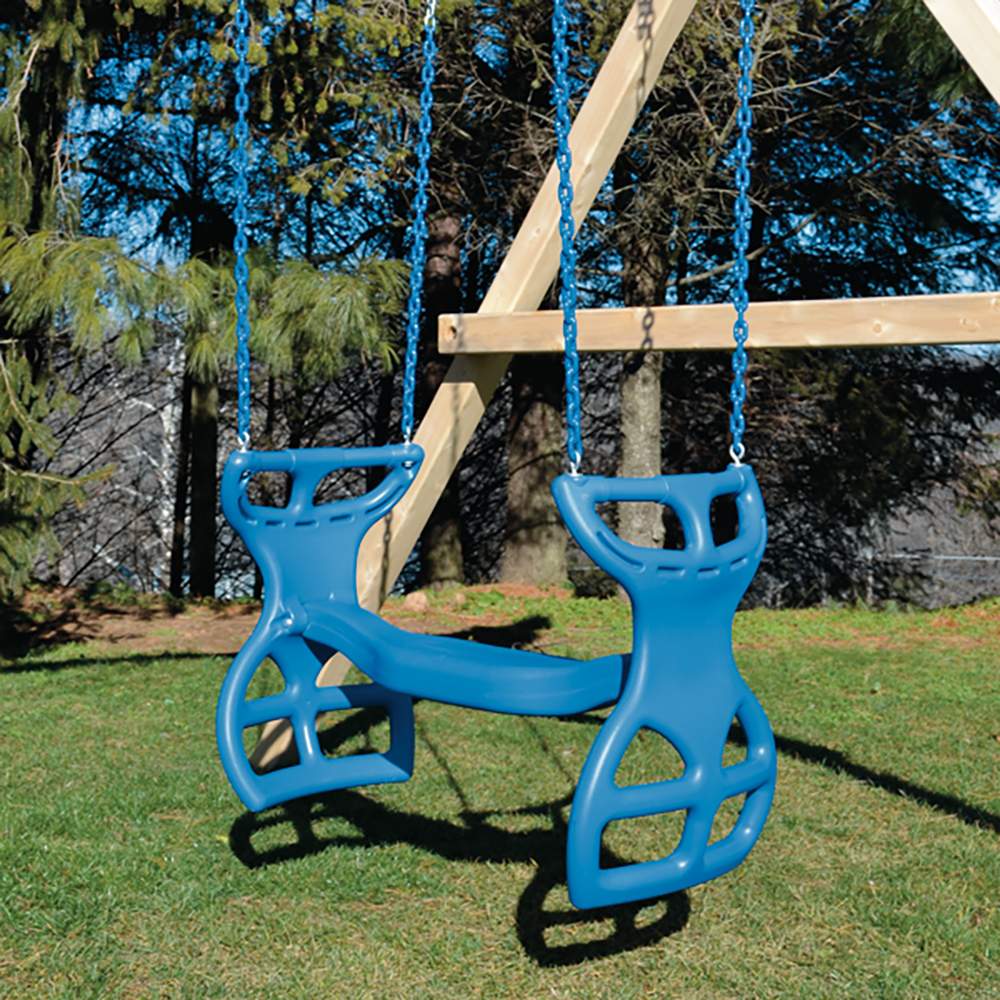 Plastic two child glider swing with Vinyl Dipped Chains.