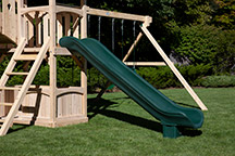 Triumph Play System's Havendale Deluxe cedar swing set with tower and tube slide.