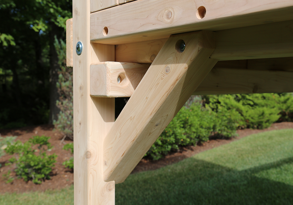 Triumph Play System's basic nottingham cedar swing set with wood roof.